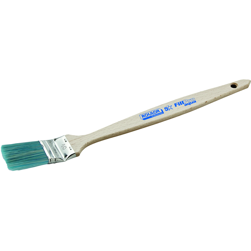 Brosse 5* coudée sur plat n°40 pour peinture phases aqueuses manche bois - ROULOR - 418804