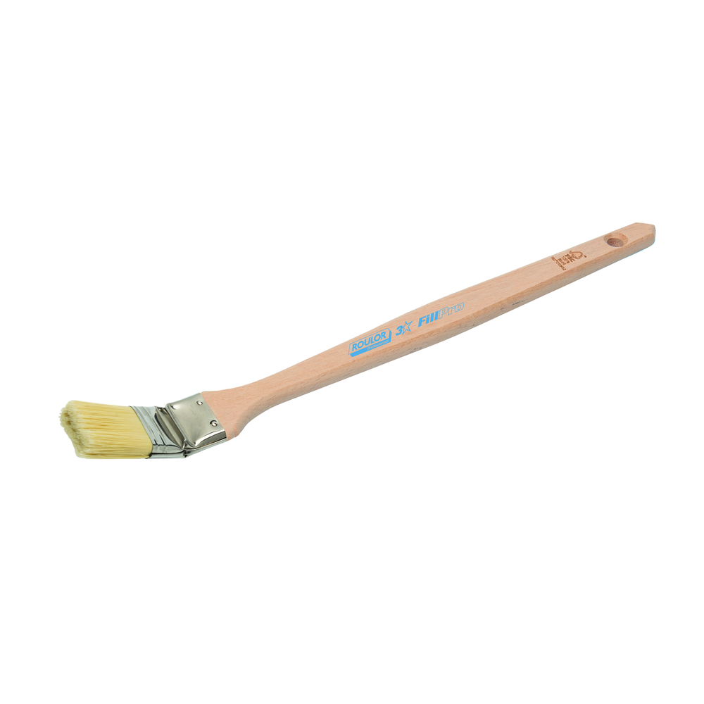 Brosse 3* coudée sur plat n°45 pour peinture phases aqueuses manche bois FSC - ROULOR - 486445