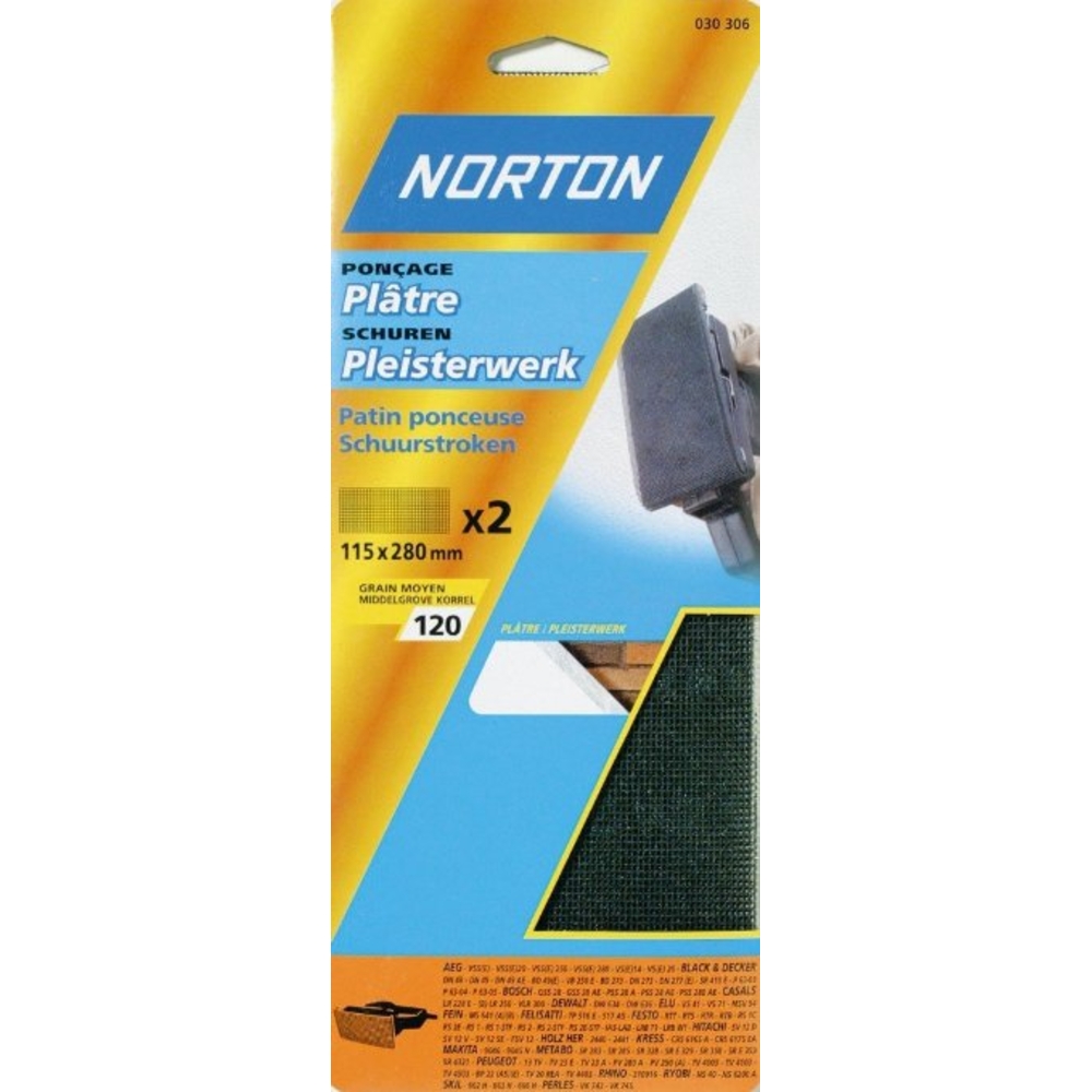 2 PATINS NORTON PLATRE 115*280 POUR PONCAGE A MAIN GRAIN 220 - 63542519114