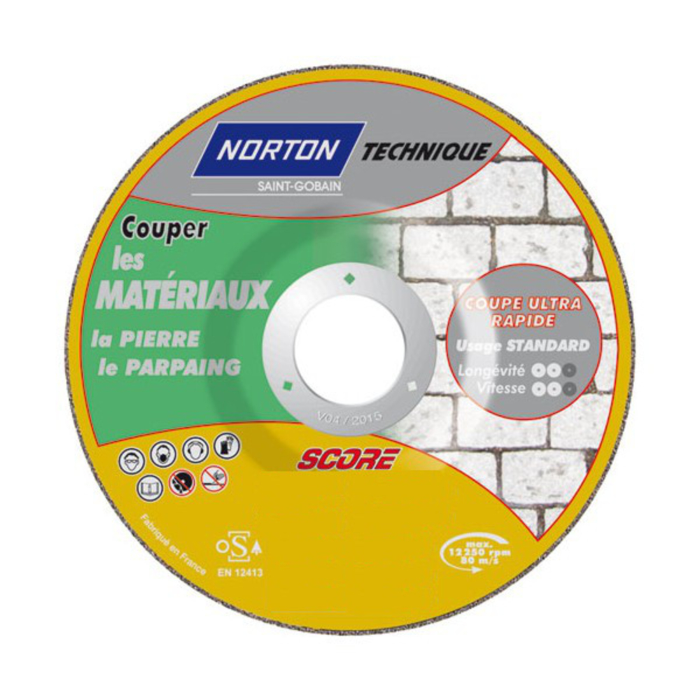 Disque de tronconnage Norton Technique Score Matériaux Ø 125 Epaisseur 3.2 pour Matériaux -66252833105