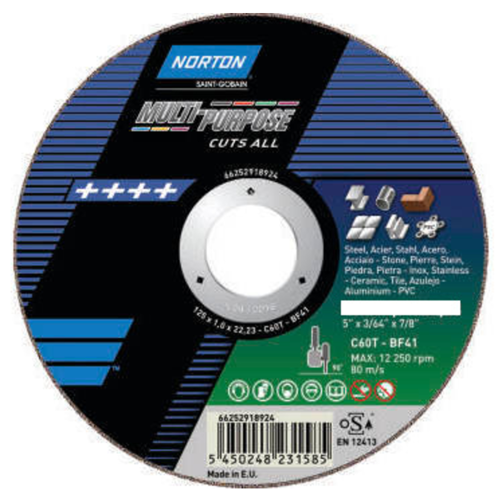 Disque de tronconnage Norton 'multi applications ' Ø 115 pour meuleuse d'angle- 66252833258