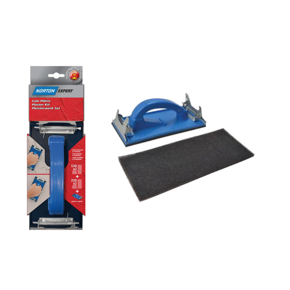 Cale à poncer special plâtre + 4 garnitures NORTON 115x280 Grain assortis - 66261054337