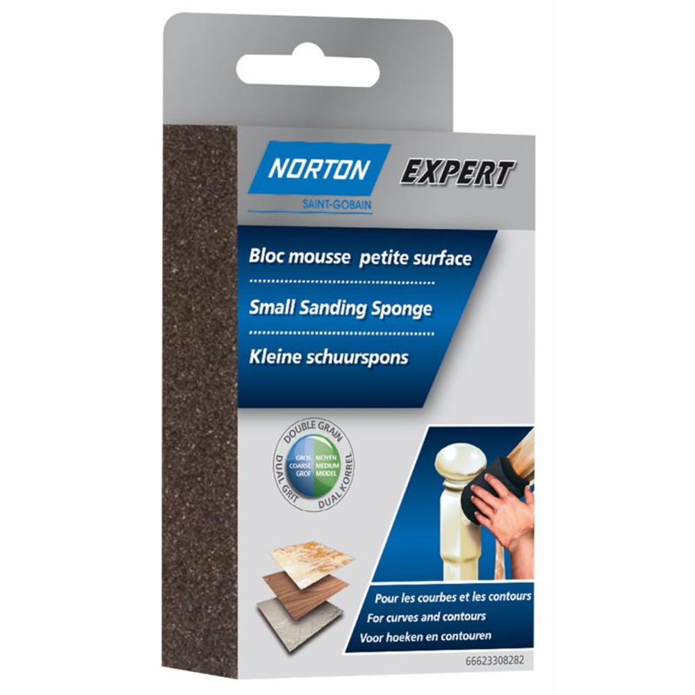 1 bloc mousse petites surfaces NORTON 100*66*26 Grain moyen / gros - 66623308282