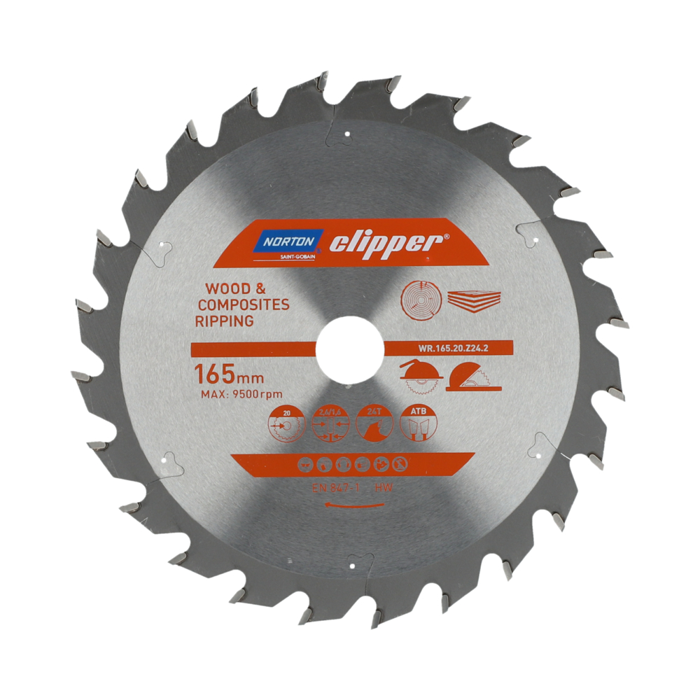Lame carbure débit 165x2.6/1.6x20 z24 NORTON CLIPPER - 70184608046