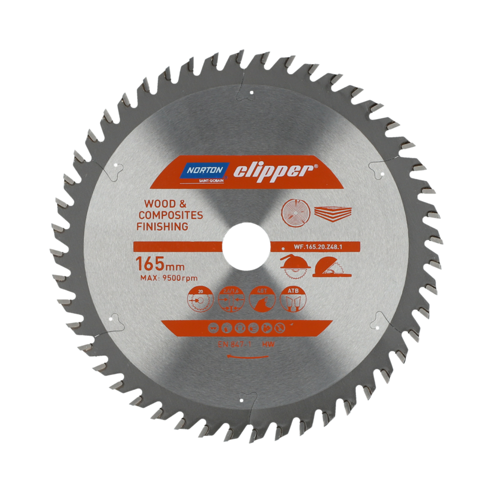 Lame carbure finition 165x2.6/1.6x20 z48 NORTON CLIPPER - 70184608090