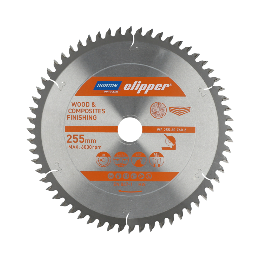 Lame carbure finition 255x3.2/2.2x30 z60 NORTON CLIPPER - 70184608114