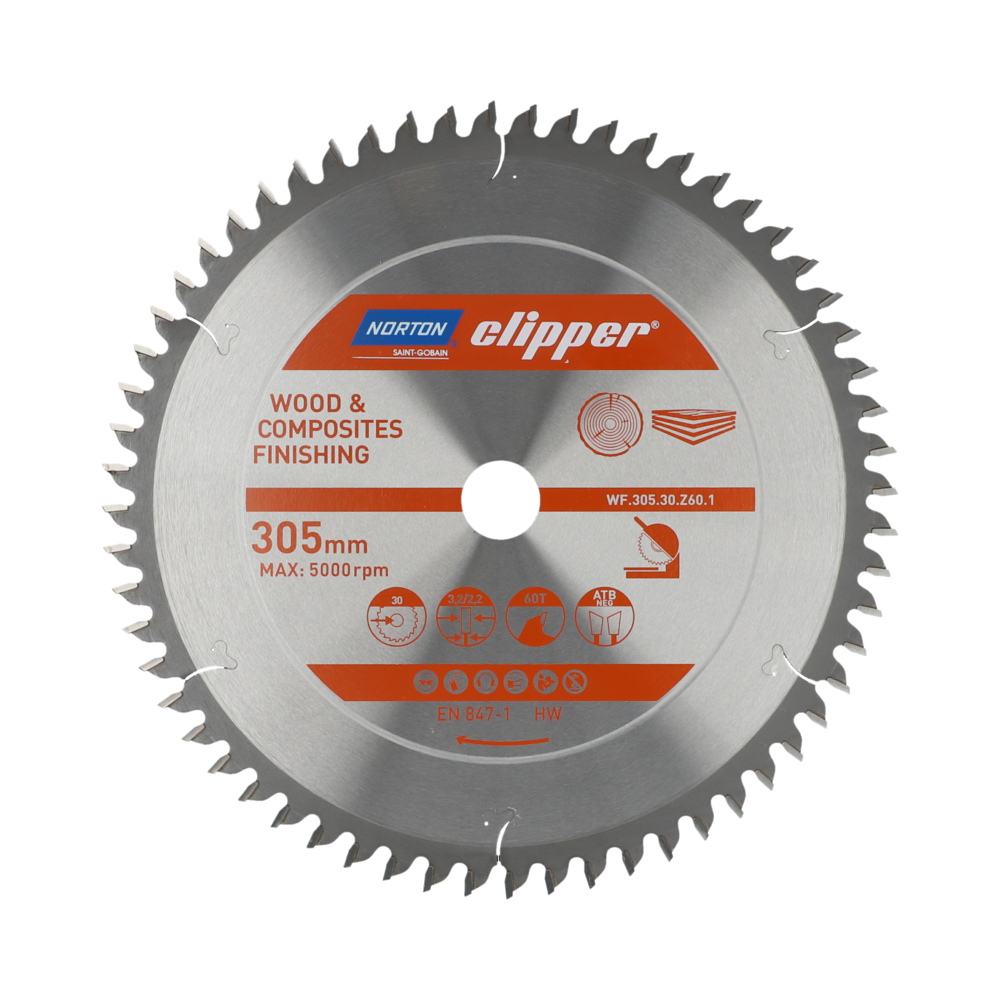 Lame carbure finition 305x3.2/2.2x30 z60 NORTON CLIPPER - 70184608124