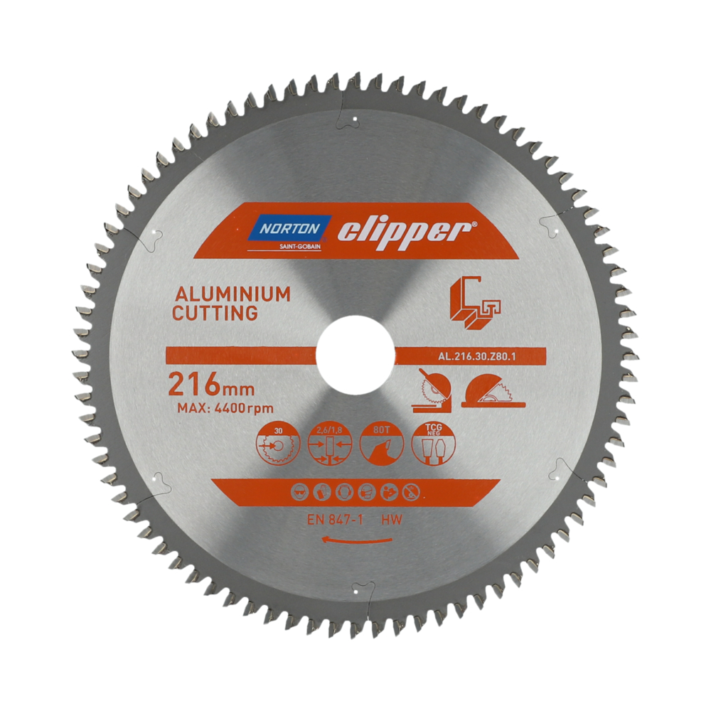 Lame carbure aluminium 216x2.6/1.8x30 z80 NORTON CLIPPER - 70184608136