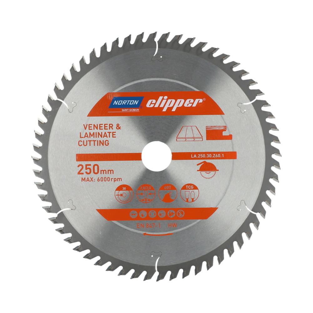 Lame carbure mélaminé 250x2.8/2.0x30 z60 NORTON CLIPPER - 70184608145