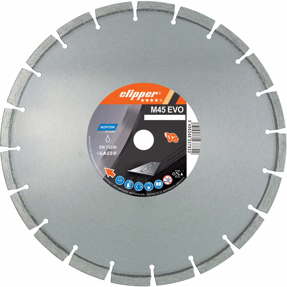 Disque diamant NORTON M 45 EVO - BETON FRAIS Diam. 300 mm Alésage 25.4 - 70184624684