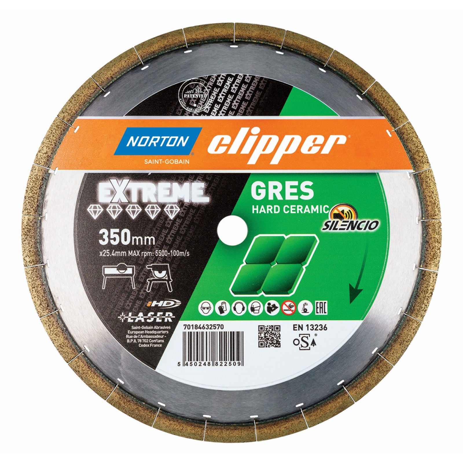 Disque diamant 350x25,4 mm EXTREME CERAMIC GRES NORTON - 70184632570
