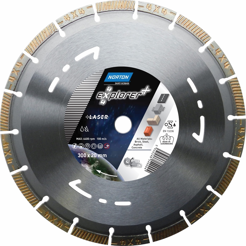 Disque diamant NORTON 4*4 EXPLORER + Multi Usage Diam. 300 mm Alésage 20 - 70184646881