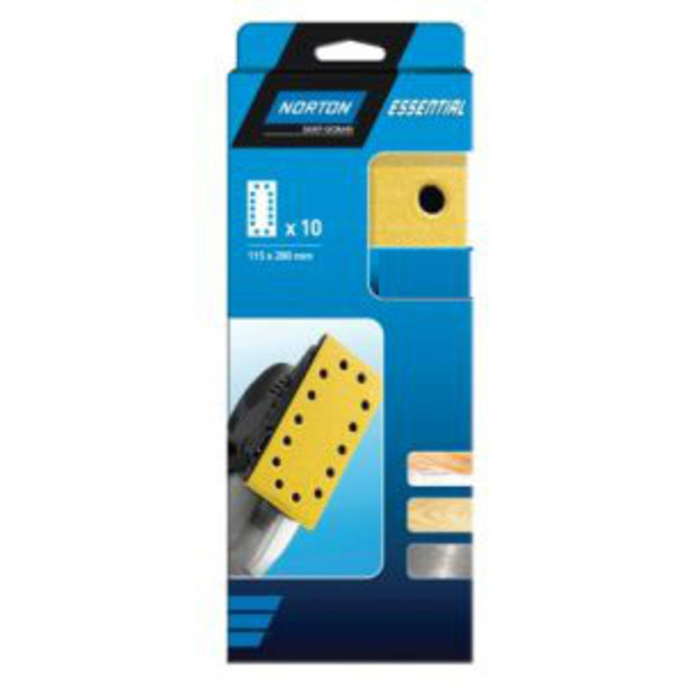 Papier de verre - perforation parallèle 10 trous, 115x230 mm, grain 80 - NORTON - 77696089218