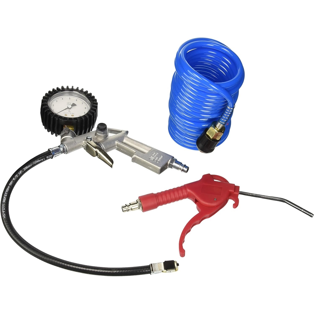 KIT 3 ACCESSOIRES - PRODIF - Soufflette, Poignée de gonflage, Tuyau spiral 5 m, Raccord universel - 5003