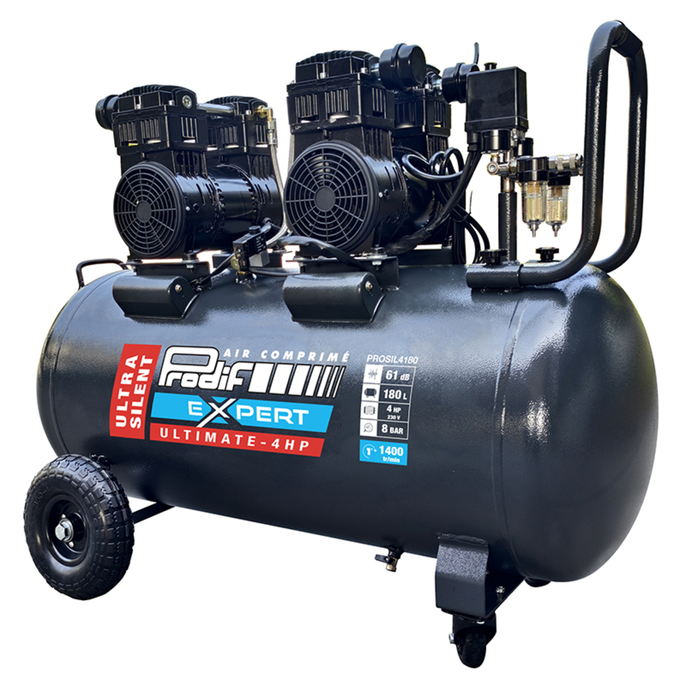 Compresseur ultra silencieux PRODIF 180 litres 4 CV 8 bar 1400 tours/min PROSIL4180 