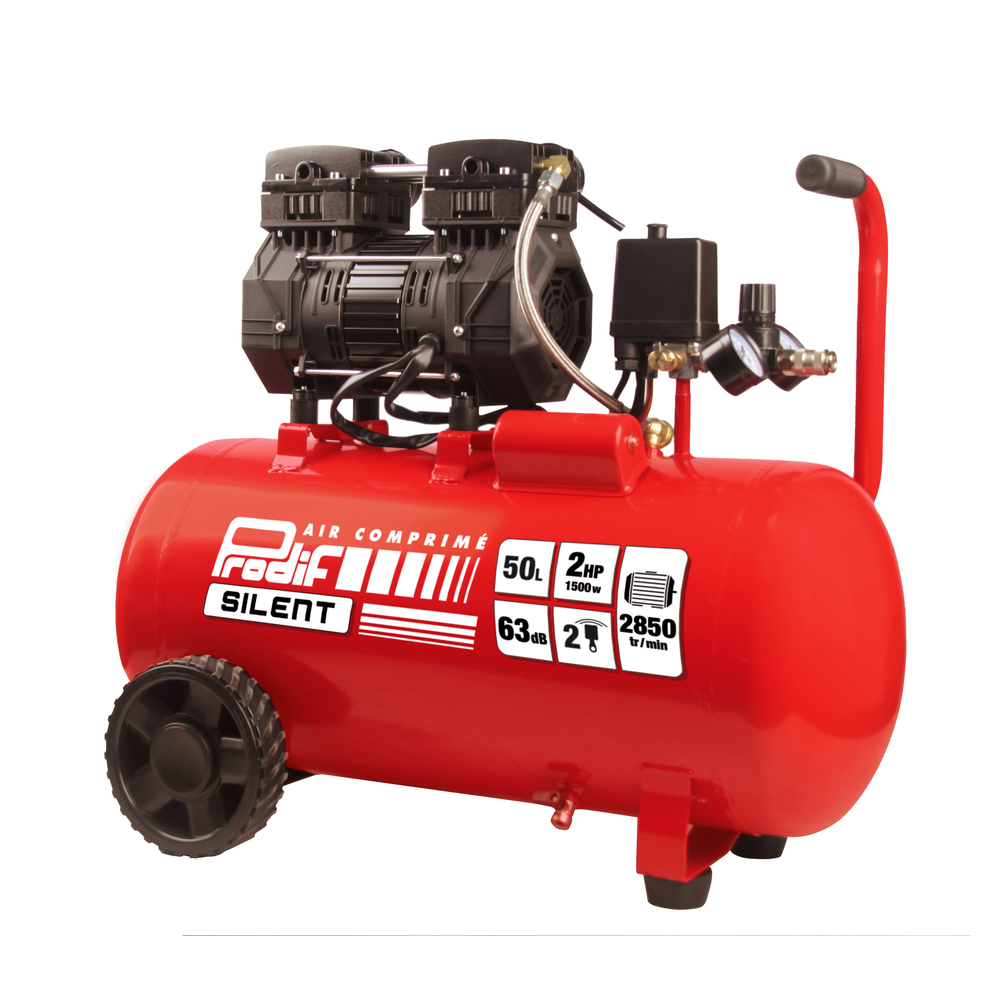 Compresseur silencieux 50l 2cv 230v 8 bar PRODIF SIL750