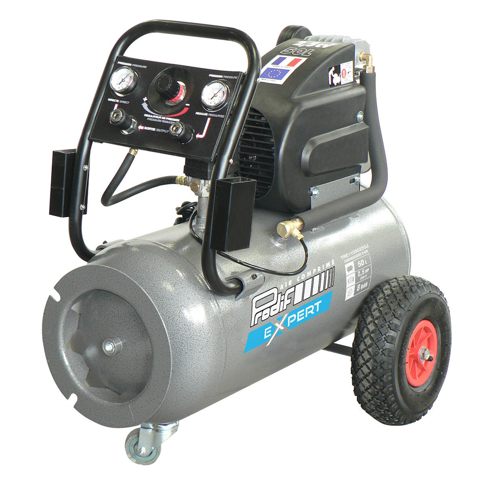 Compresseur mobile 50 litres 8 bar 2,5 cv 8,1 m3 /h PRODIF TRE1105025GJ
