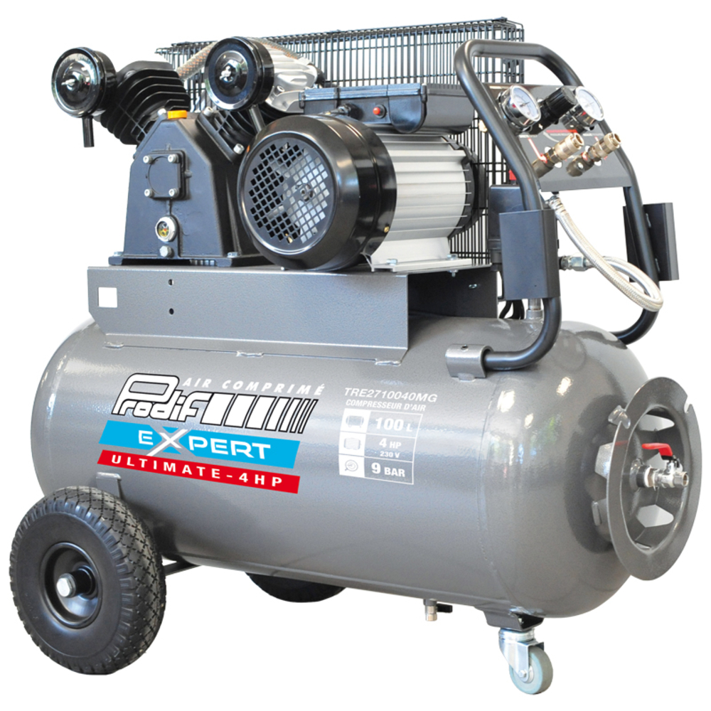 Compresseur PRODIF 100L 9 bar 4 CV 27 m3/h vitesse lente TRE2710040MG