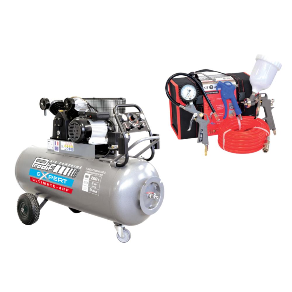 Compresseur 200L 9 bar PRODIF 4 CV + accessoires offerts