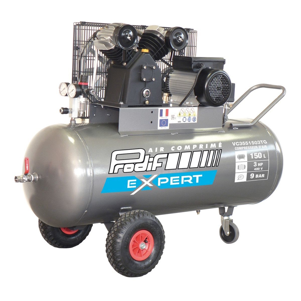 COMPRESSEUR D'AIR PRODIF 150L 9 BAR 3 CV TRIPHASE VC3551503TG