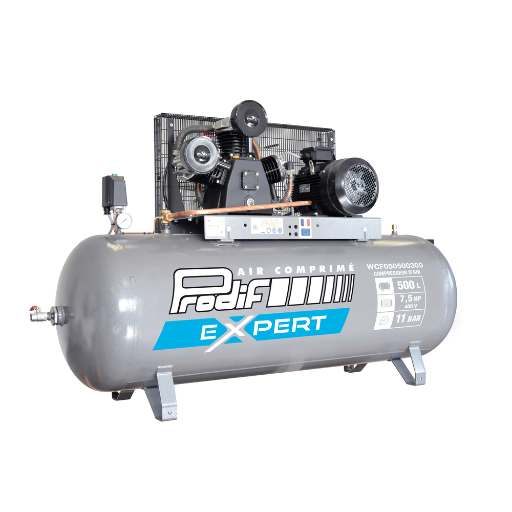 Compresseur PRODIF courroie tri-cylindre 500 litres 11 bar 7,5 CV WCF050500300