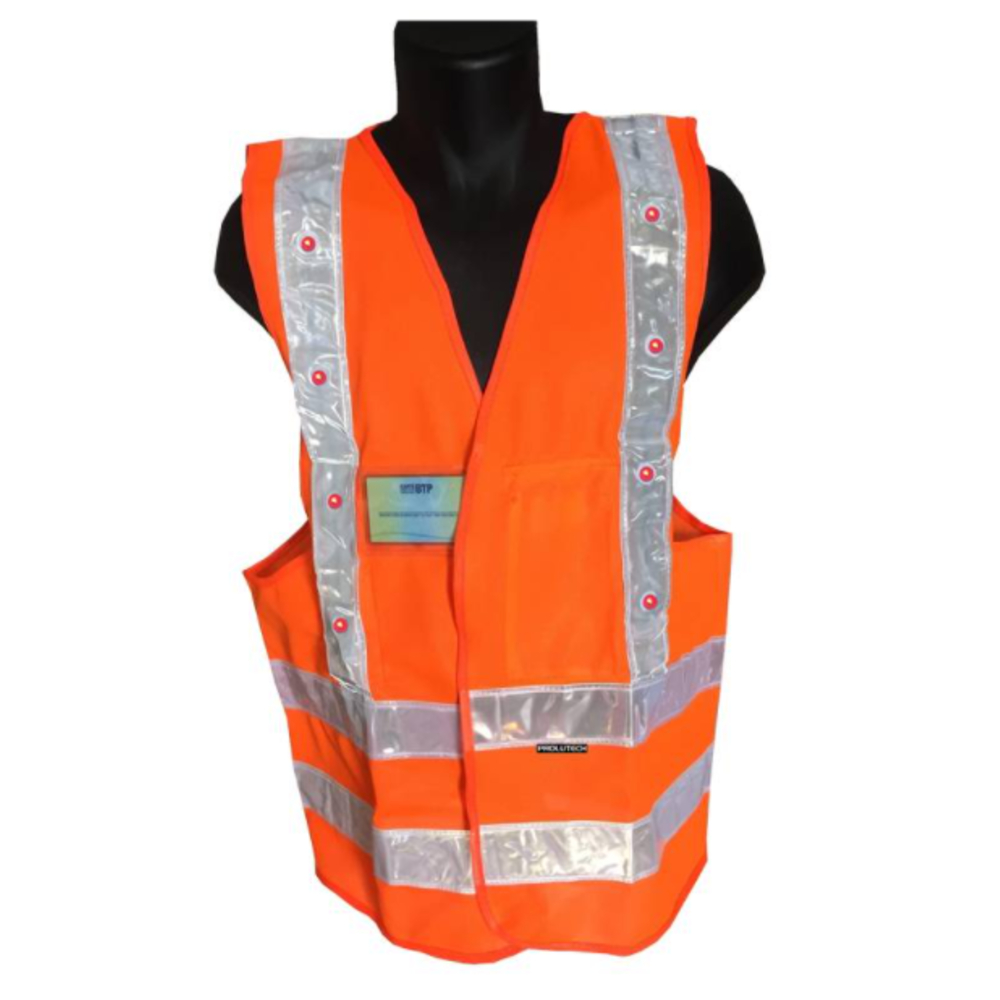 GILET DE SÉCURITÉ ORANGE AVEC 16 LED ROUGES PROLUTECH - P023GLEDO0