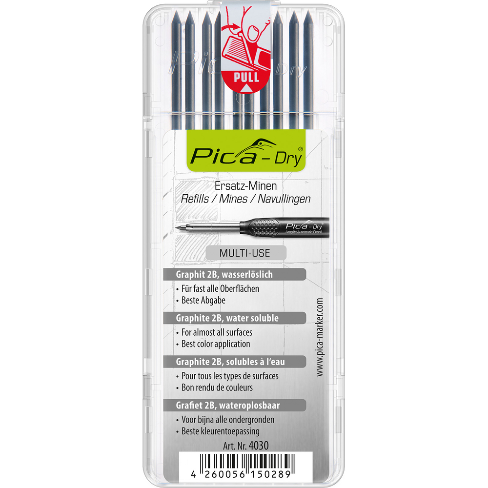 Etui de 10 mines pica dry graphite noir PICA - 4030