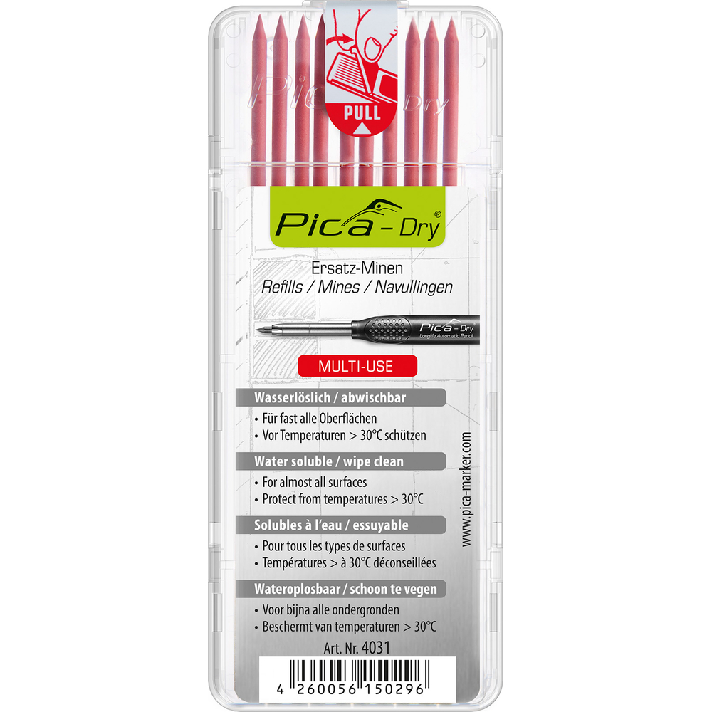 Etui de 10 mines pica dry rouge PICA - 4031