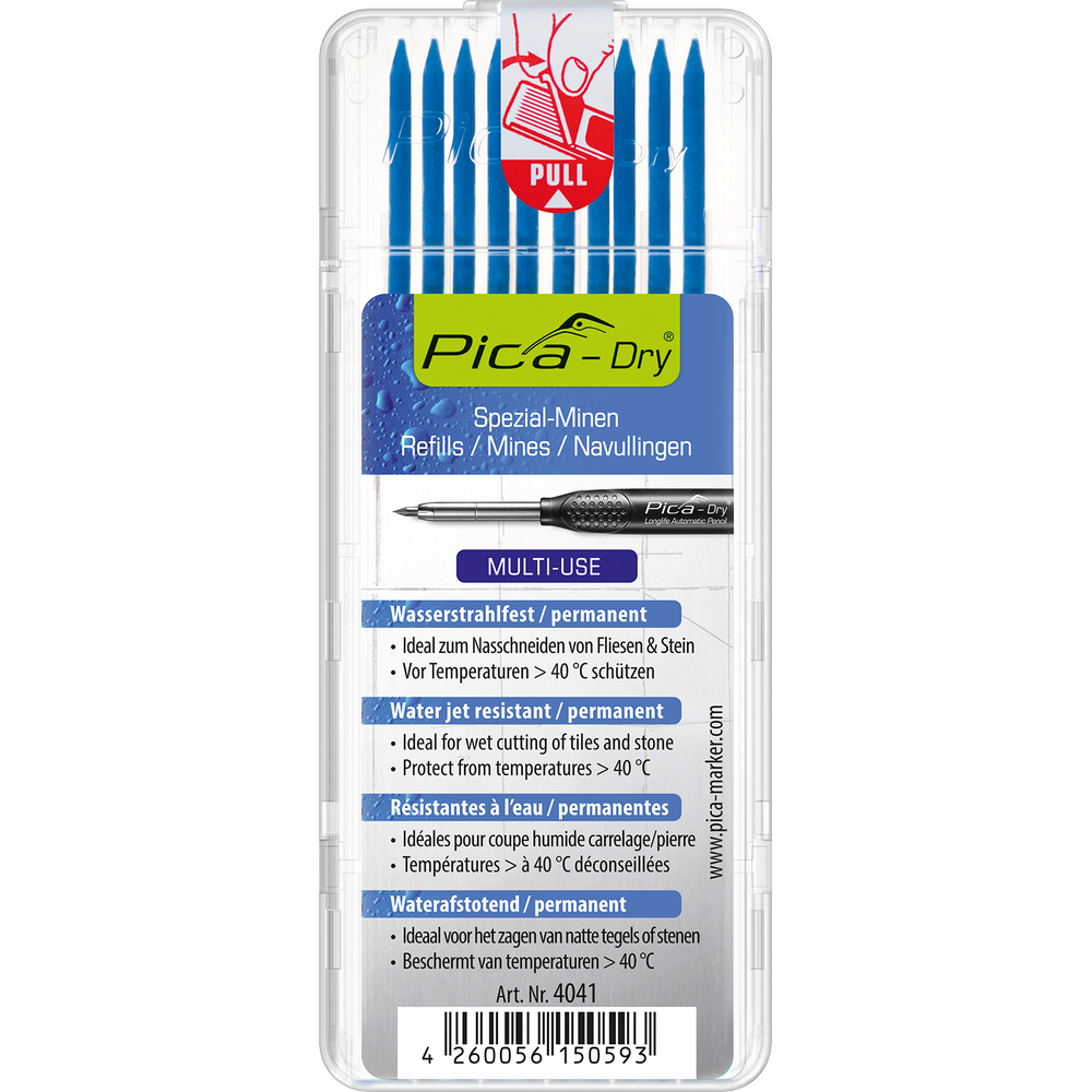 Etui de 10 mines pica dry spéciales bleues PICA - 4041