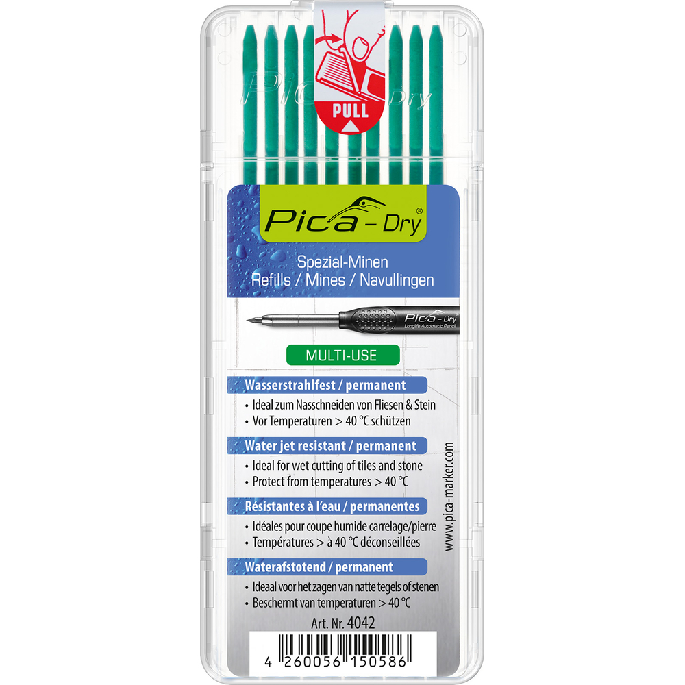 Etui de 10 mines pica dry spéciales vertes PICA - 4042