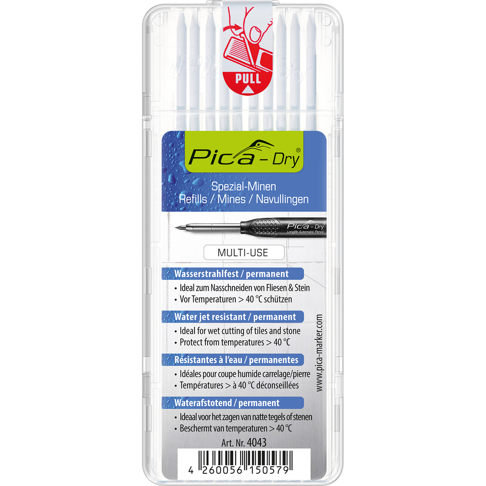 Etui de 10 mines pica dry spéciales blanches PICA - 4043