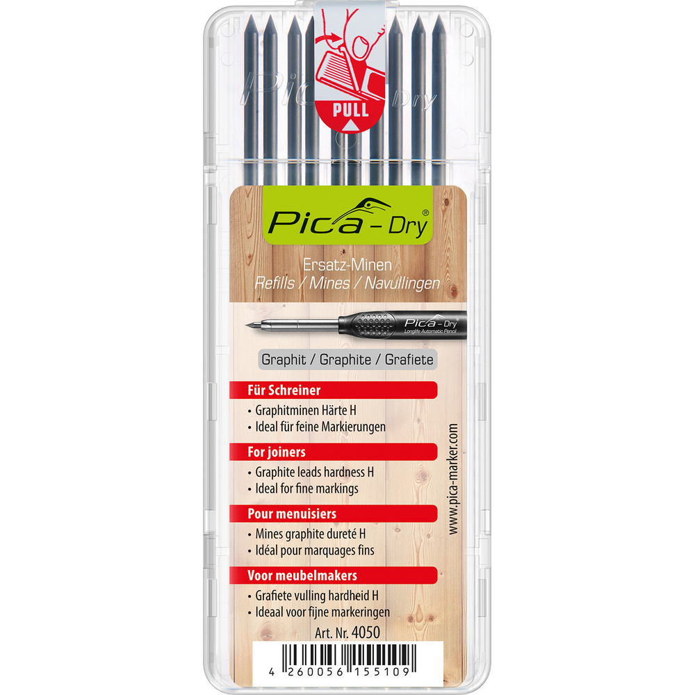 Etui de 10 mines pica dry graphite menuisier PICA - 4050