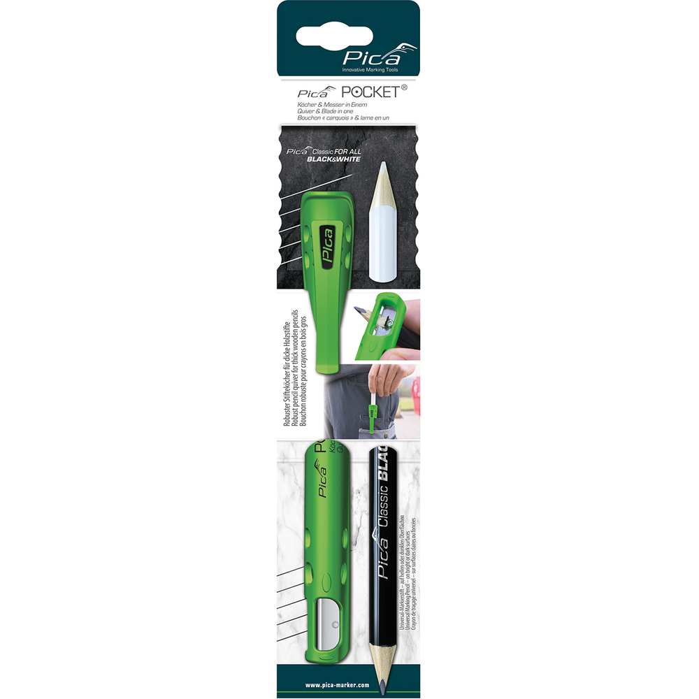 Pica - pocket blister black&white 23 cm - etuis & taille crayons intégré PICA - 50503
