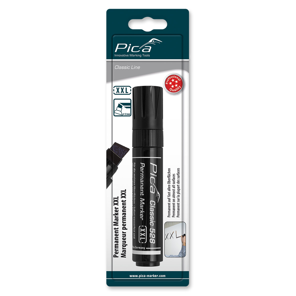 Marqueur pica classic 528 permanent xxl biseauté noir 4 - 12mm PICA - 52846