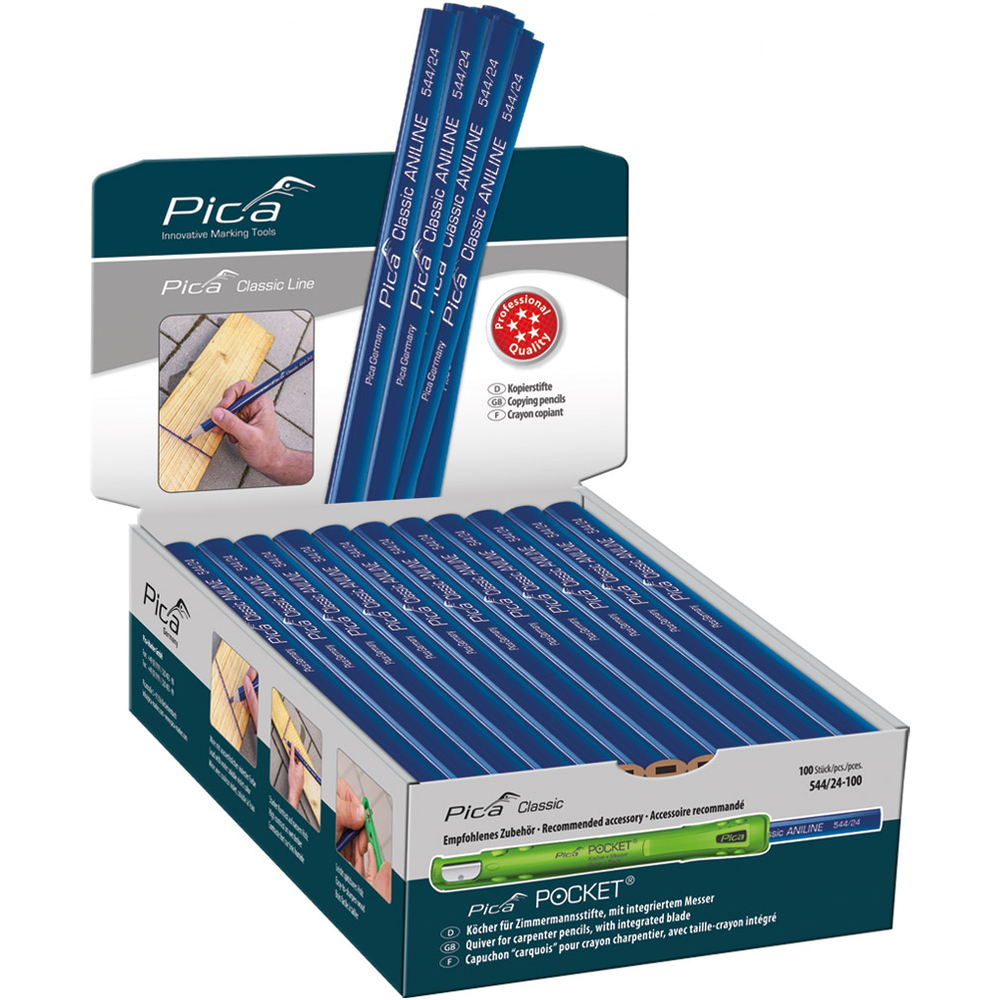 Crayon de tracage pica classic aniline pour bois humide 24cm PICA - 54424-100