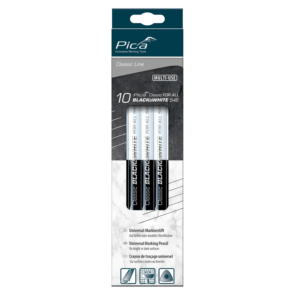 Crayon pica classic universel black&white 23 cm PICA - 54624-10