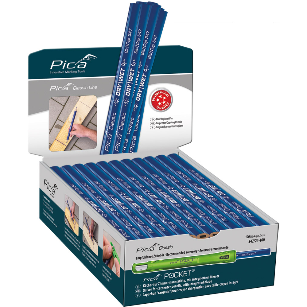 Crayon copiant pica classic 547 dry&wet bleu 24cm PICA - 54724-100