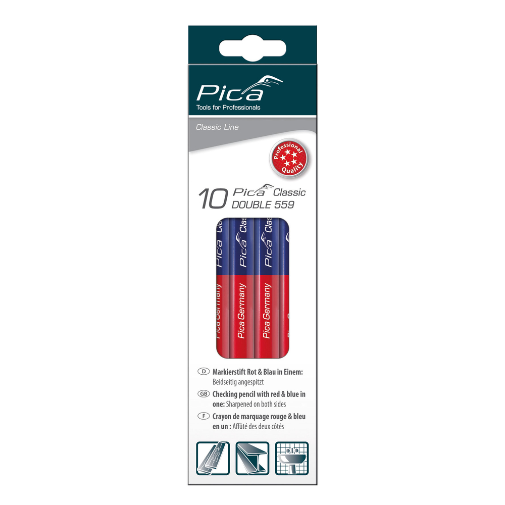 Lot de 10 crayons Pica Classic double 559 - bleu/rouge - PICA - 559-10