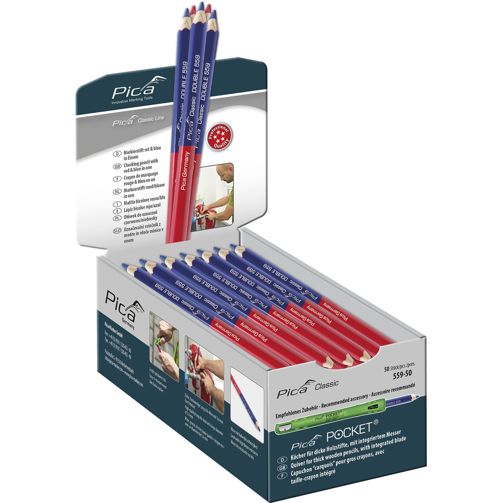 Crayon pica classic double 559 bleu/rouge - unites de vente 50 PICA - 559-50