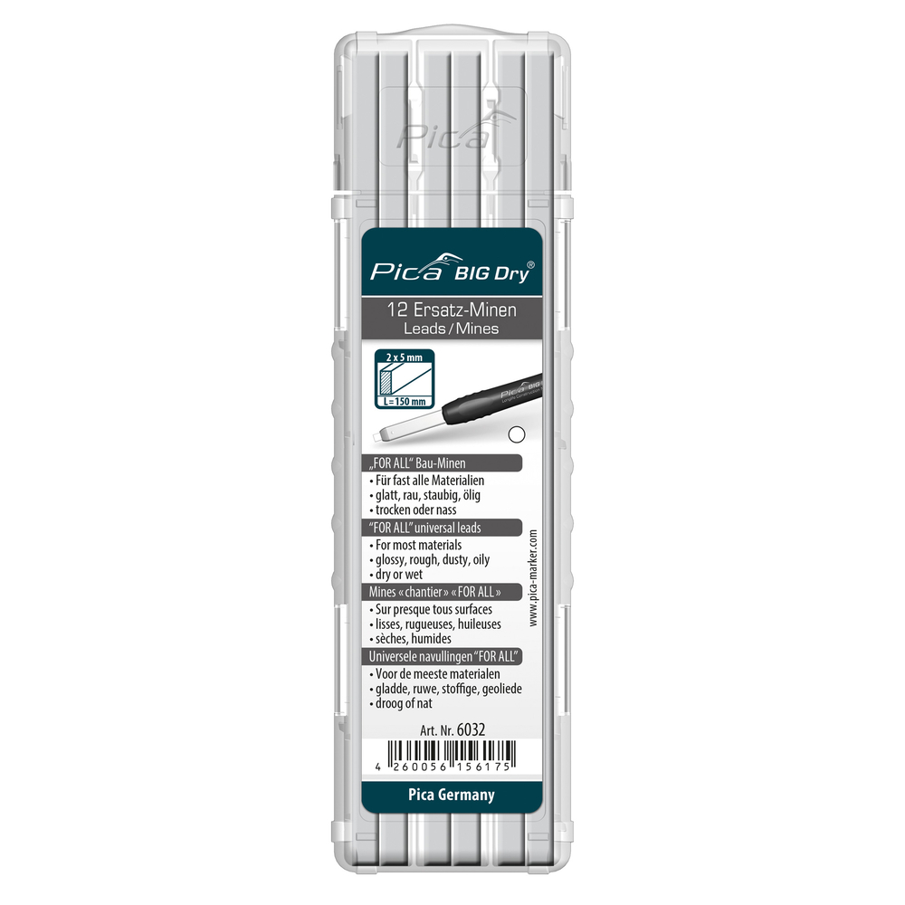 Etui de 12 mines pica big dry blanche PICA - 6032