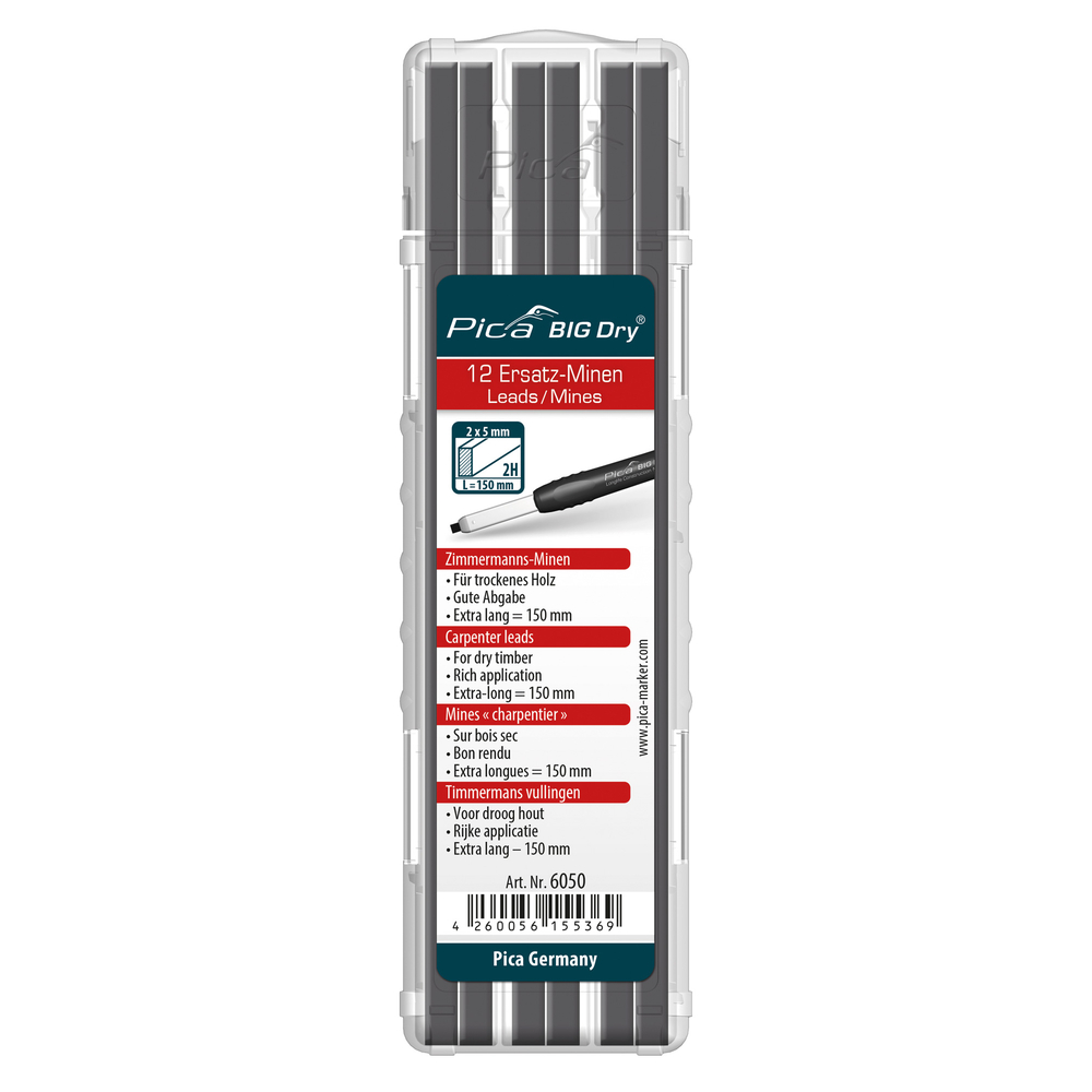 Etui de 12 mines pica big dry mines charpentier PICA - 6050