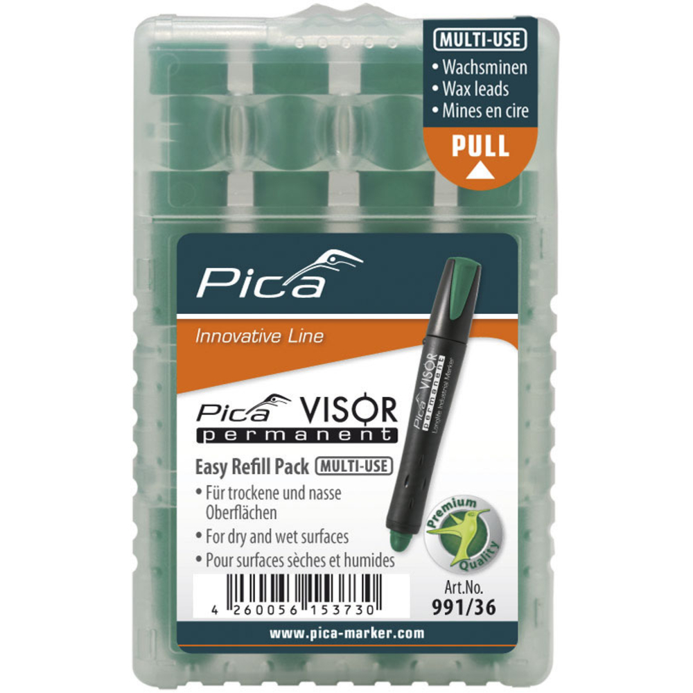 Etui de 4 mines pica visor permanent fluo - vert PICA - 99136
