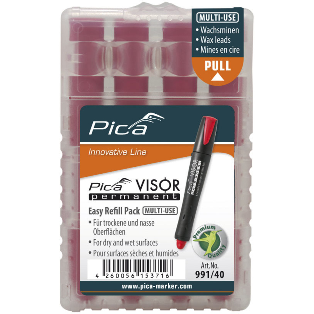 Etui de 4 mines pica visor permanent fluo - rouge PICA - 99140