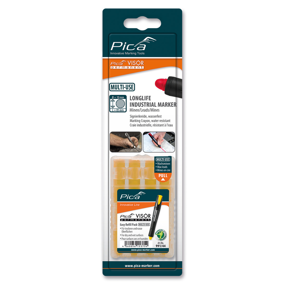 Etui de 4 mines pica visor permanent fluo - jaune PICA - 99144