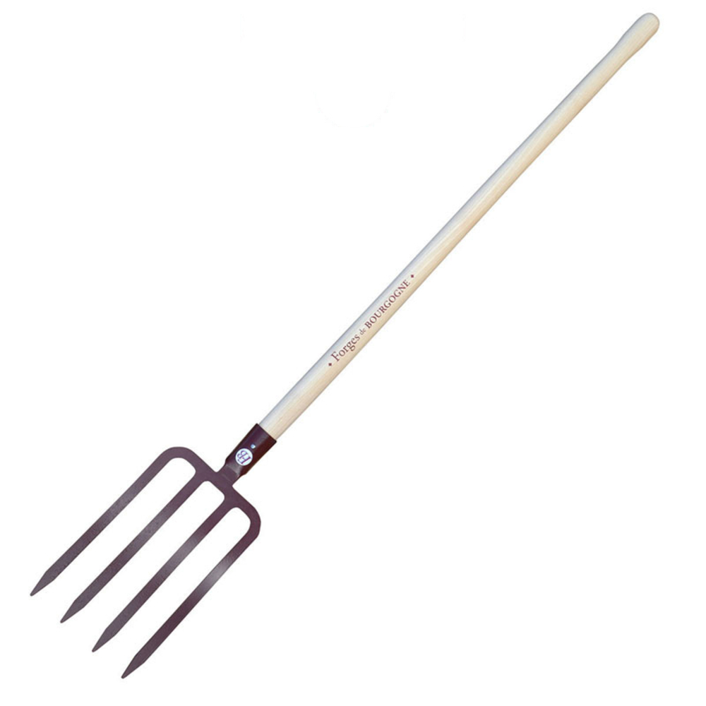 Fourche à bêcher à douille 4 DENTS 29 cm EMMANCHÉE POMME 0.95 M PERRIN FORGE DE BOURGOGNE - 500509
