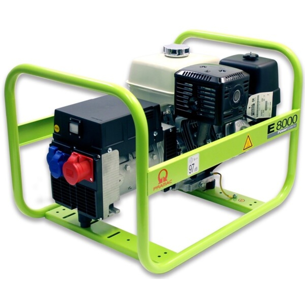 Groupe Electrogène E8000 HONDA GX390 Triphasé 400V - 3000 tr/mn 2,9h Autonomie - PRAMAC - PA702TH1000
