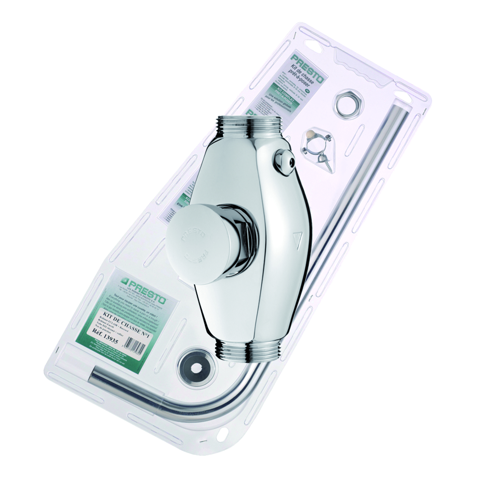 Kit chasse mécanique applique 9L avec robinet et tube coudé chromé PRESTO - 13935
