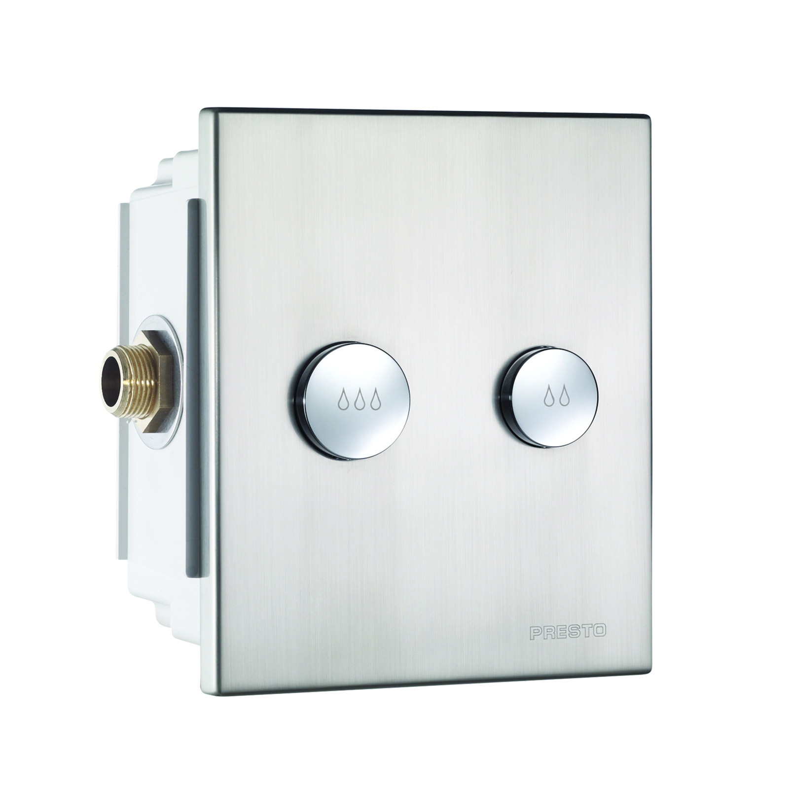 Robinet chasse temporisé encastré double volume 3-6L brossé PRESTO - 14300