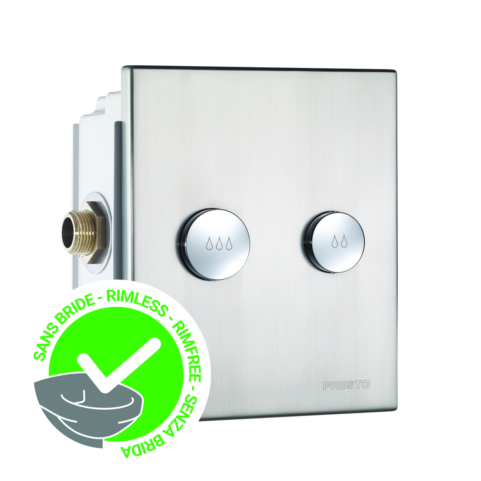 Robinet chasse directe mécanique encastré 3-6L brossé sans bride P1000 XL DVA PRESTO - 14300SB