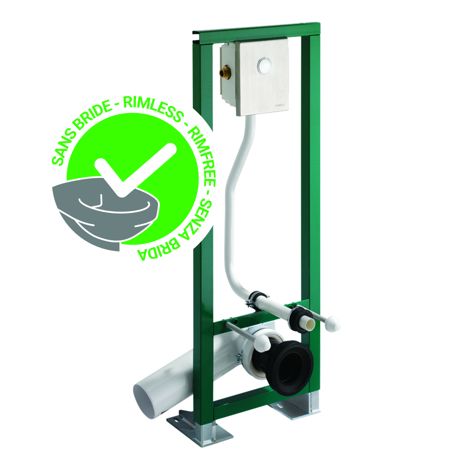 Bâti-support chasse directe 6-9L inox brossé WC sans bride PRESTO - 18547SB